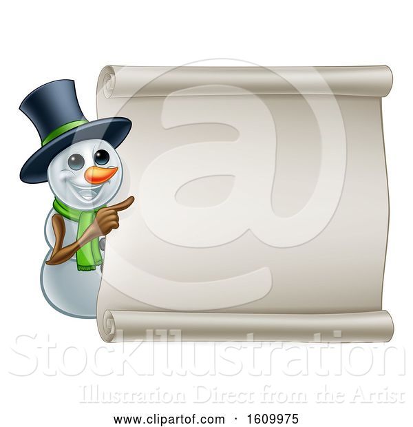 Vector Illustration of Snowman Christmas Sign