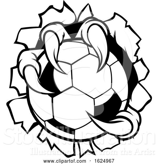 Vector Illustration of Soccer Ball Eagle Claw Talons Ripping Background