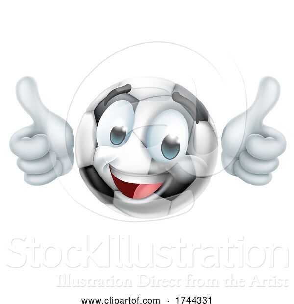 Vector Illustration of Soccer Ball Emoticon Face Emoji Icon