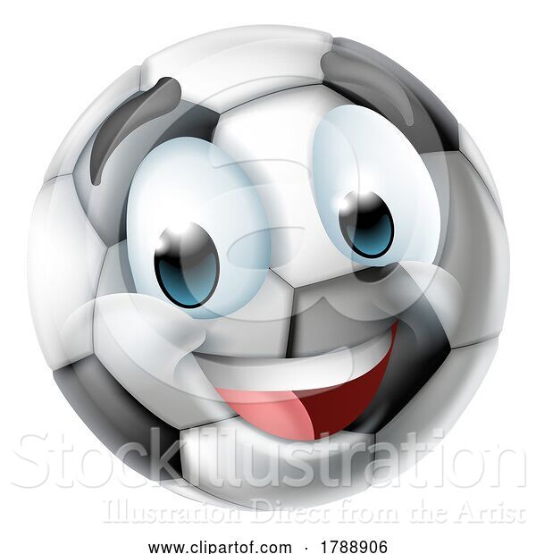 Vector Illustration of Soccer Ball Emoticon Face Emoji Icon