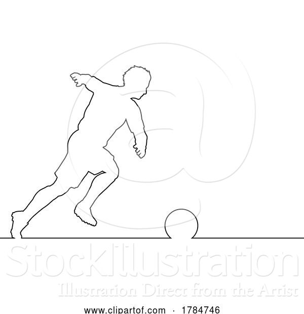 Vector Illustration of Soccer Football Player Line Silhouette Outline