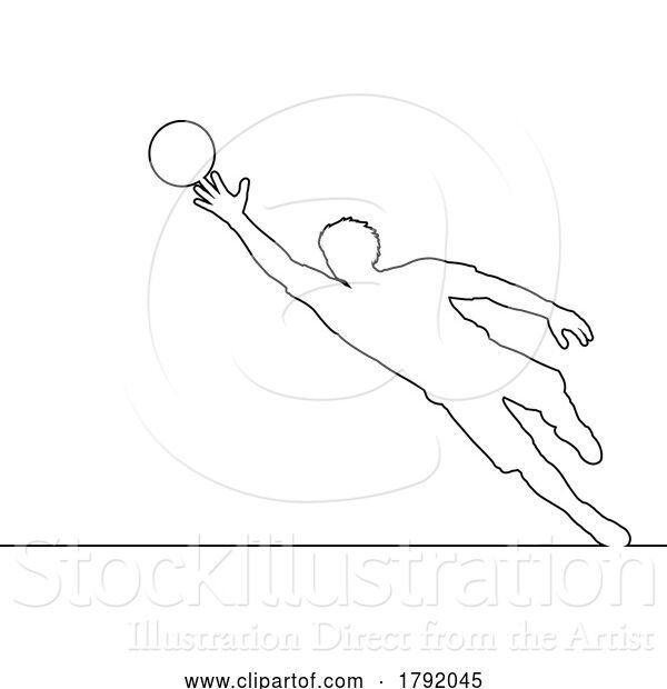 Vector Illustration of Soccer Football Player Line Silhouette Outline