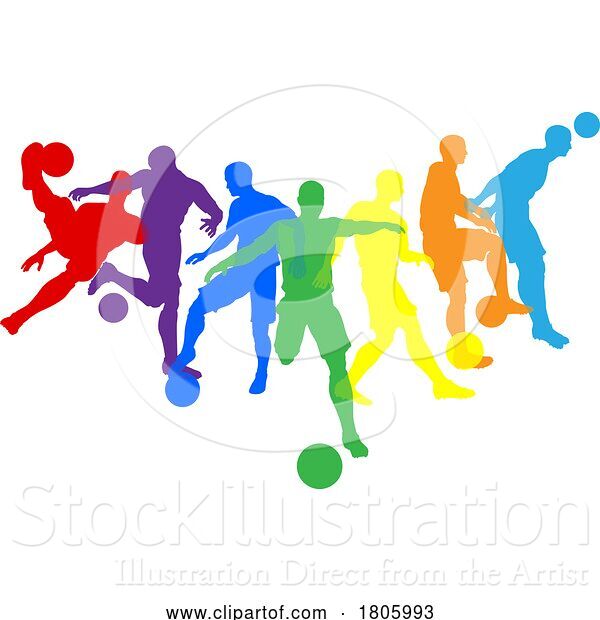 Vector Illustration of Soccer Football Players Men Silhouettes Concept