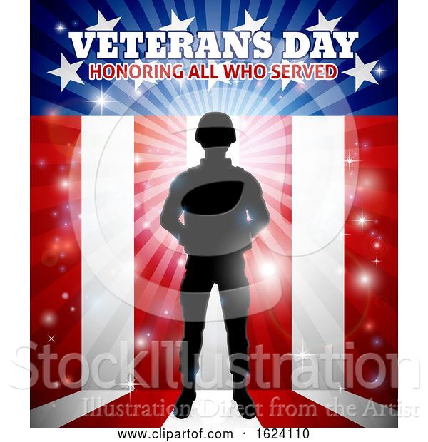 Vector Illustration of Soldier American Flag Veterans Day Design