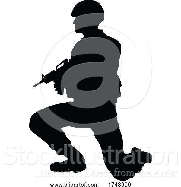 Vector Illustration of Soldier High Quality Silhouette