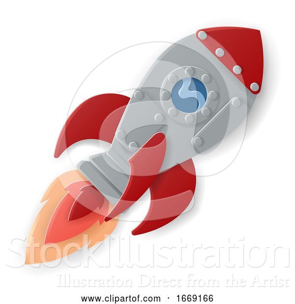 Vector Illustration of Space Rocket Ship Paper Craft Style