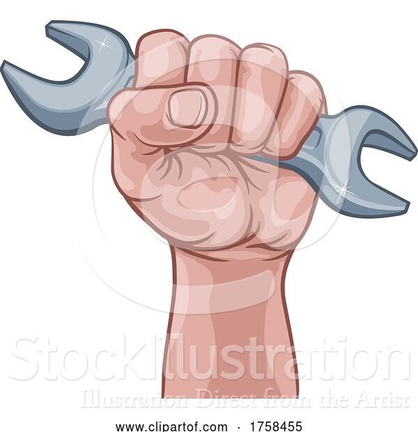 Vector Illustration of Spanner Wrench Fist Hand Comic Pop Art