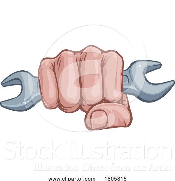 Vector Illustration of Spanner Wrench Fist Hand Comic Pop Art