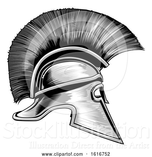 Vector Illustration of Spartan Ancient Greek Warrior Gladiator Helmet