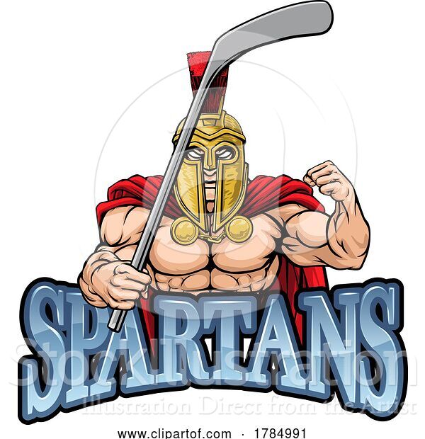 Vector Illustration of Spartan Guy Ice Hockey Sports Team Mascot