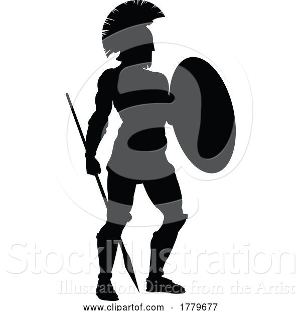 Vector Illustration of Spartan Silhouette Gladiator Trojan Greek Warrior