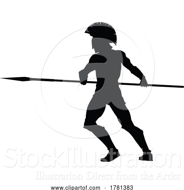 Vector Illustration of Spartan Silhouette Gladiator Trojan Greek Warrior