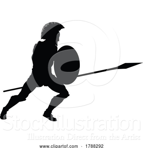 Vector Illustration of Spartan Silhouette Gladiator Trojan Greek Warrior