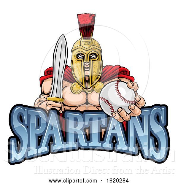 Vector Illustration of Spartan Trojan Baseball Sports Mascot