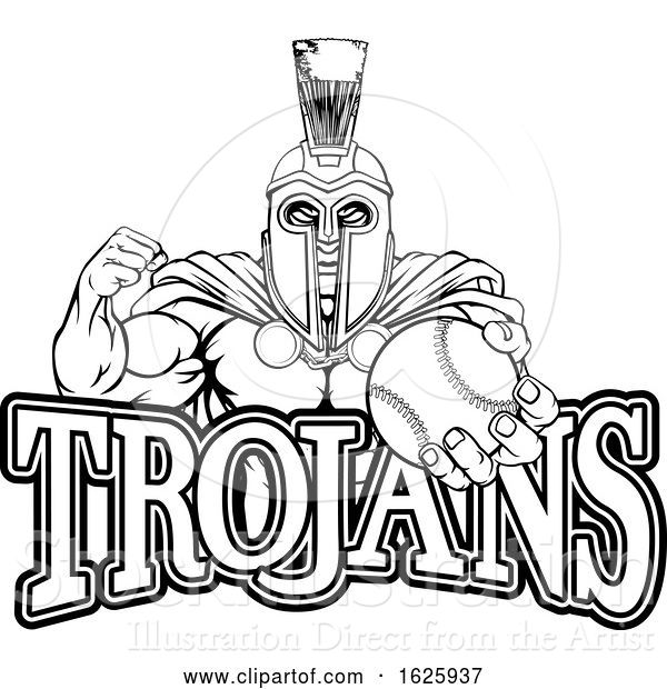 Vector Illustration of Spartan Trojan Baseball Sports Mascot