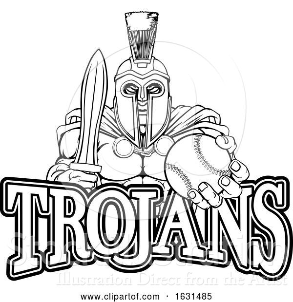 Vector Illustration of Spartan Trojan Baseball Sports Mascot