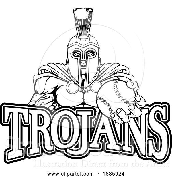 Vector Illustration of Spartan Trojan Baseball Sports Mascot