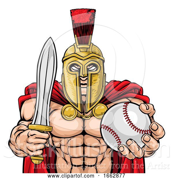 Vector Illustration of Spartan Trojan Baseball Sports Mascot