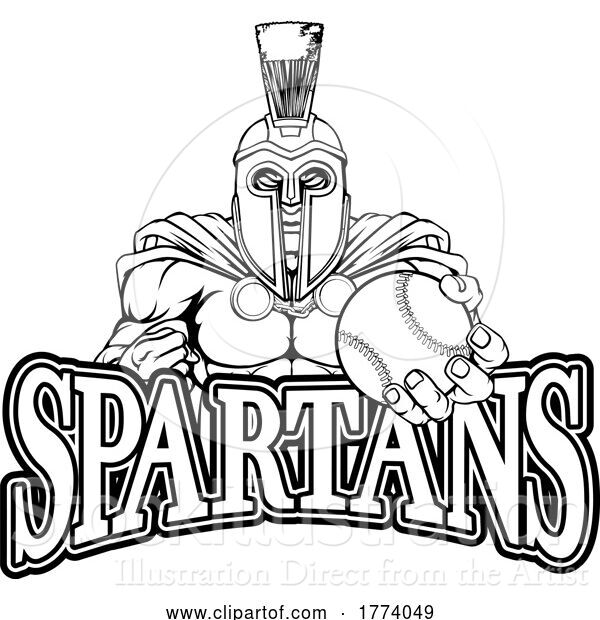 Vector Illustration of Spartan Trojan Baseball Sports Mascot