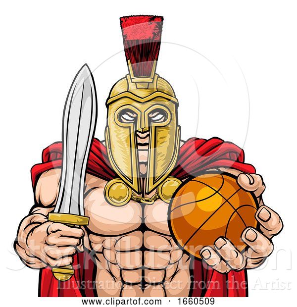 Vector Illustration of Spartan Trojan Basketball Sports Mascot