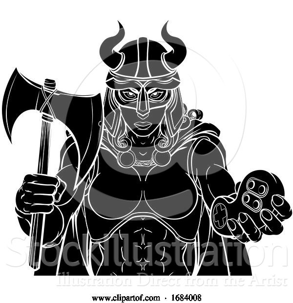 Vector Illustration of Spartan Trojan Female Warrior Gamer Lady