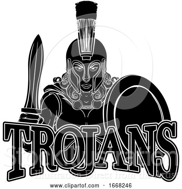 Vector Illustration of Spartan Trojan Female Warrior Gladiator Lady