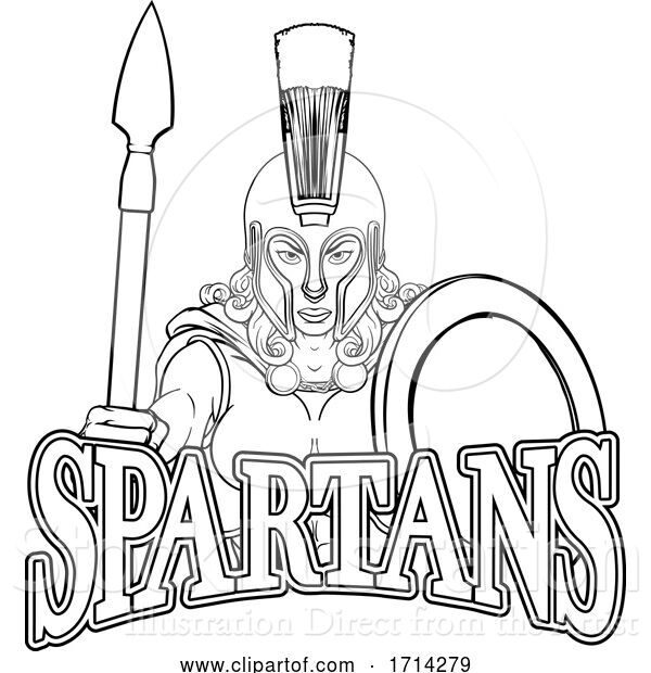 Vector Illustration of Spartan Trojan Female Warrior Gladiator Lady