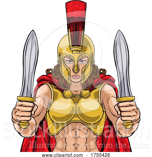 Vector Illustration of Spartan Trojan Female Warrior Gladiator Lady