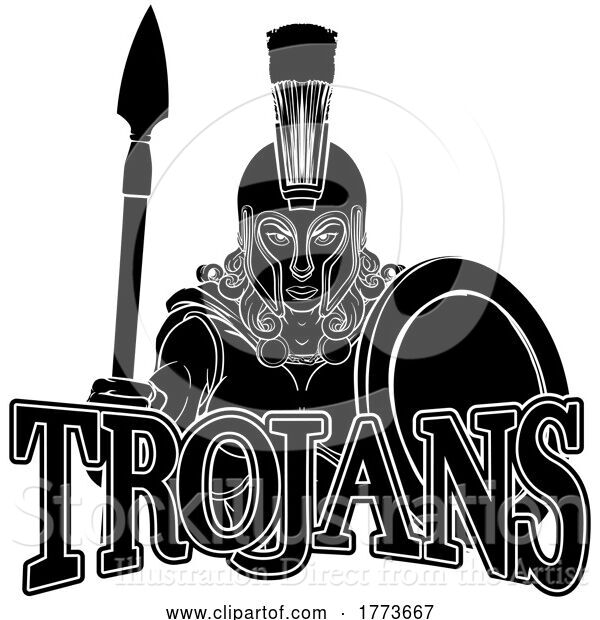 Vector Illustration of Spartan Trojan Female Warrior Gladiator Lady