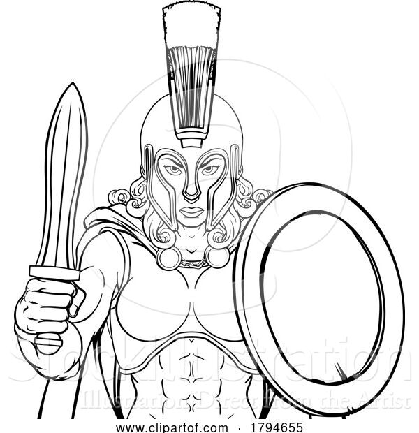 Vector Illustration of Spartan Trojan Female Warrior Gladiator Lady