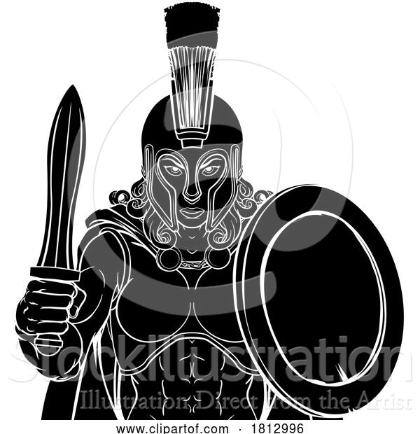 Vector Illustration of Spartan Trojan Female Warrior Gladiator Lady