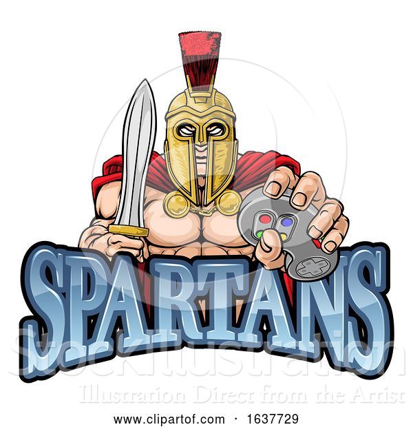 Vector Illustration of Spartan Trojan Gamer Warrior Controller Mascot