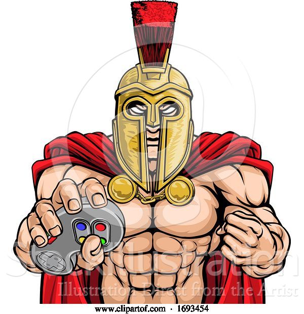 Vector Illustration of Spartan Trojan Gamer Warrior Controller Mascot