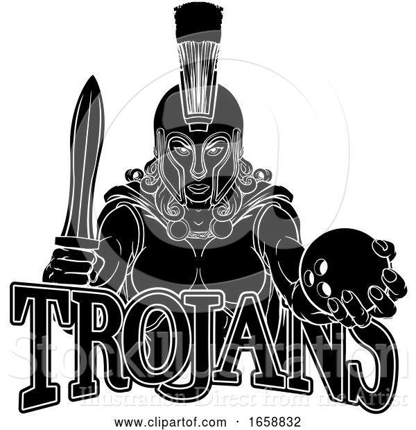 Vector Illustration of Spartan Trojan Gladiator Bowling Warrior Lady