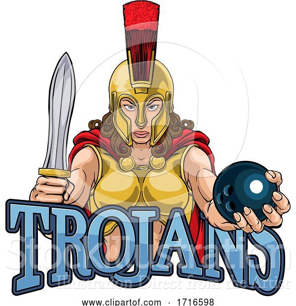 Vector Illustration of Spartan Trojan Gladiator Bowling Warrior Lady
