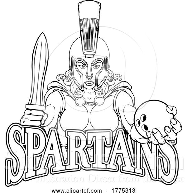 Vector Illustration of Spartan Trojan Gladiator Bowling Warrior Lady