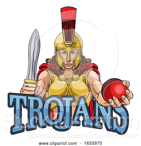 Vector Illustration of Spartan Trojan Gladiator Cricket Warrior Lady