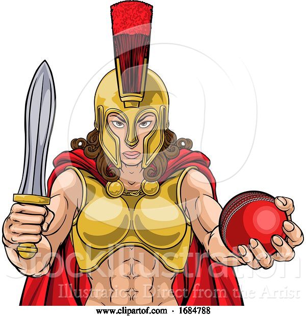 Vector Illustration of Spartan Trojan Gladiator Cricket Warrior Lady