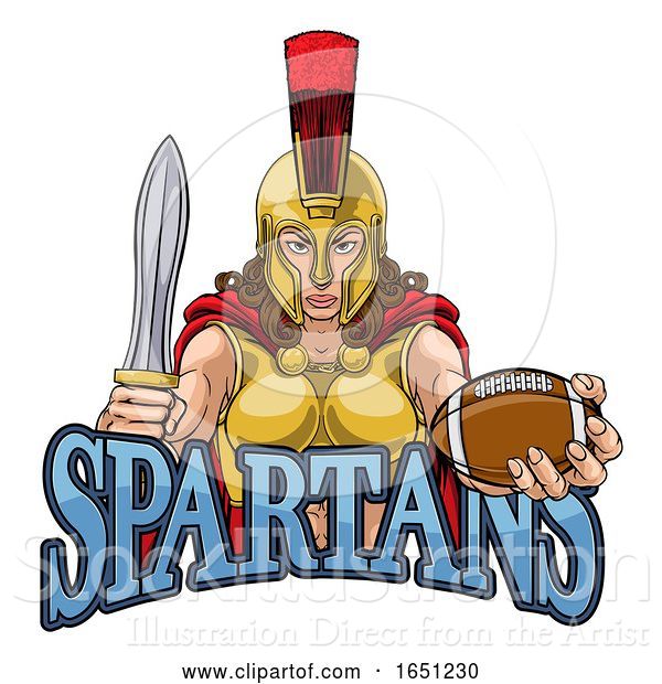 Vector Illustration of Spartan Trojan Gladiator Football Warrior Lady