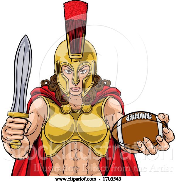 Vector Illustration of Spartan Trojan Gladiator Football Warrior Lady