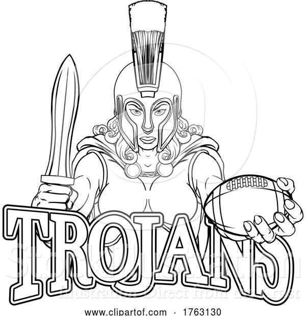 Vector Illustration of Spartan Trojan Gladiator Football Warrior Lady