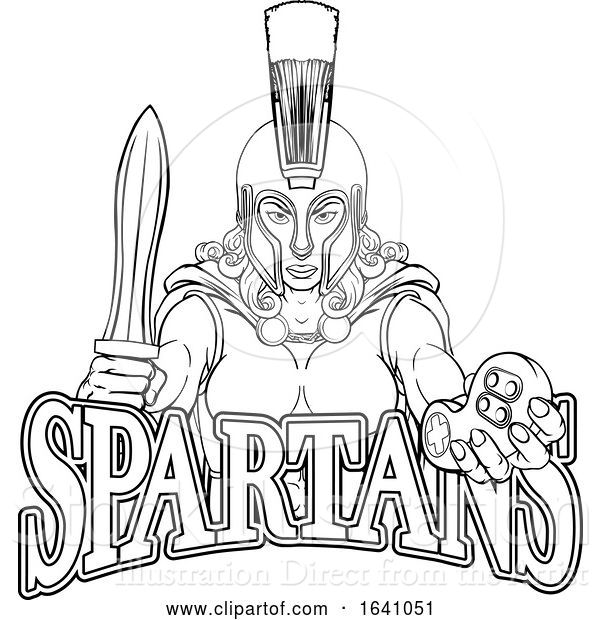 Vector Illustration of Spartan Trojan Gladiator Gamer Warrior Lady