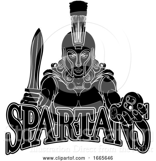 Vector Illustration of Spartan Trojan Gladiator Gamer Warrior Lady