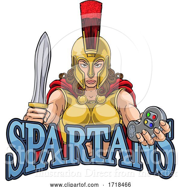 Vector Illustration of Spartan Trojan Gladiator Gamer Warrior Lady