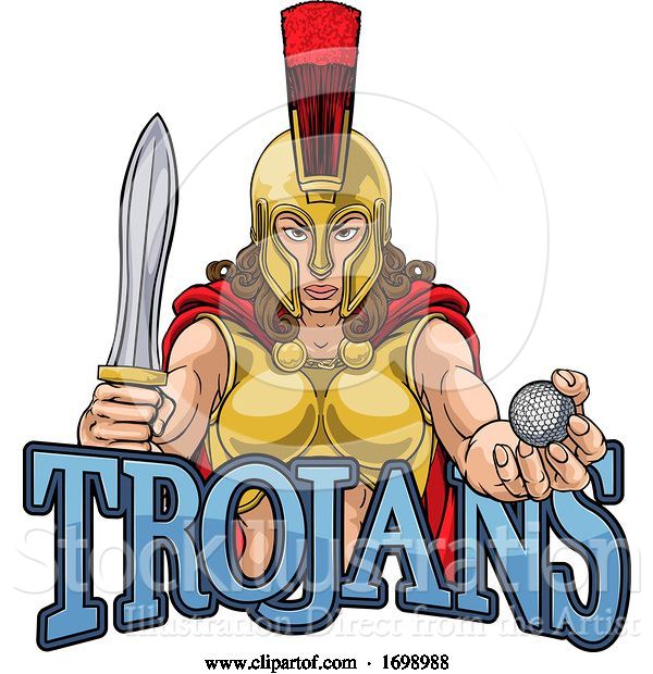 Vector Illustration of Spartan Trojan Gladiator Golf Warrior Lady
