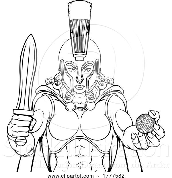 Vector Illustration of Spartan Trojan Gladiator Golf Warrior Lady