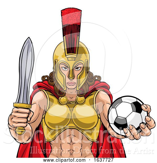 Vector Illustration of Spartan Trojan Gladiator Soccer Warrior Lady