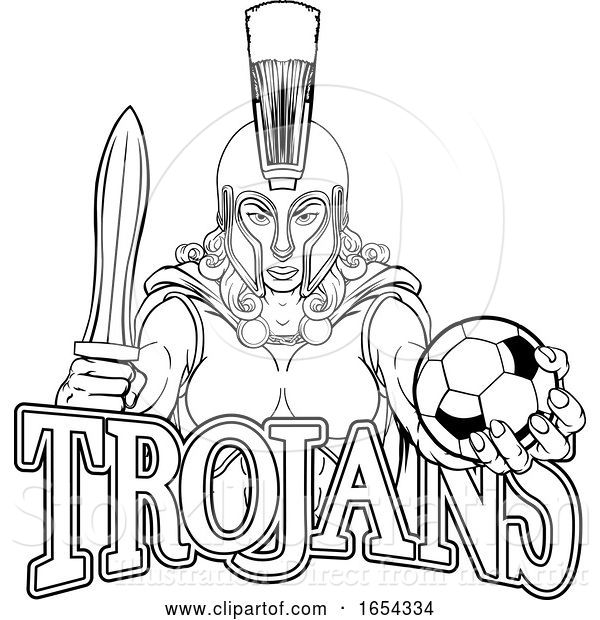 Vector Illustration of Spartan Trojan Gladiator Soccer Warrior Lady