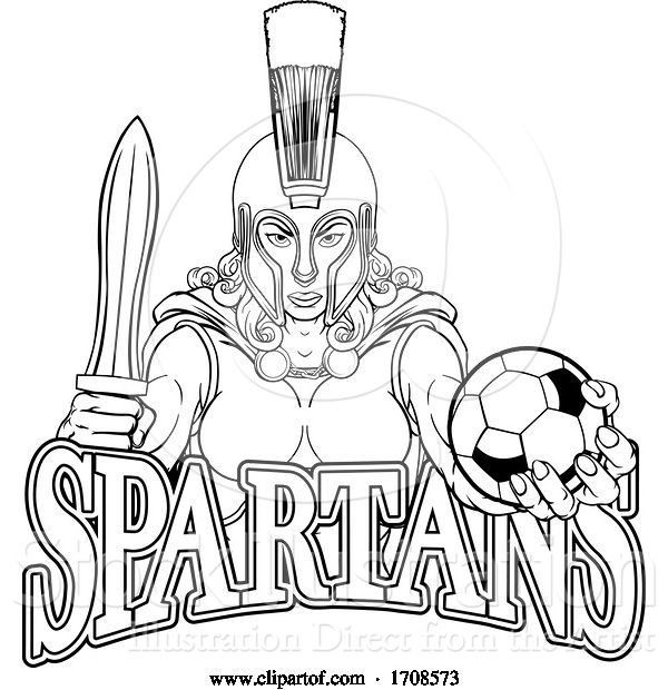 Vector Illustration of Spartan Trojan Gladiator Soccer Warrior Lady