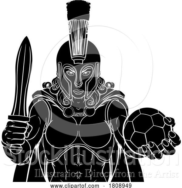 Vector Illustration of Spartan Trojan Gladiator Soccer Warrior Lady